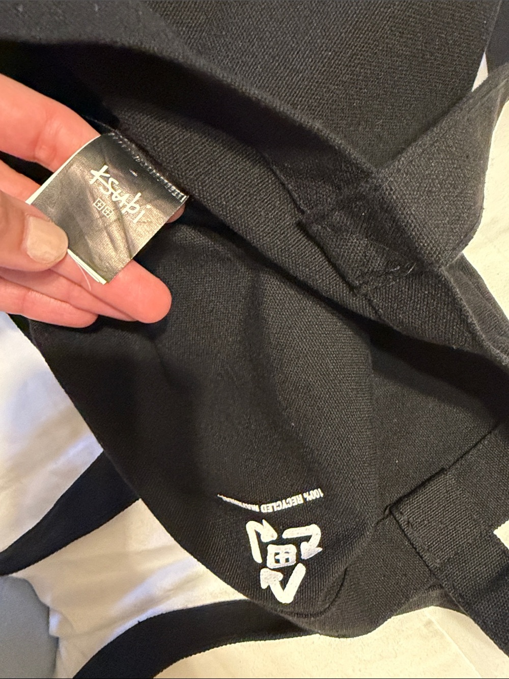 Ksubi Black Canvas Tote with White Logo Print - Picture 3 of 3